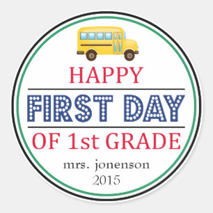 Happy First Day of 1st School Bus Sticker