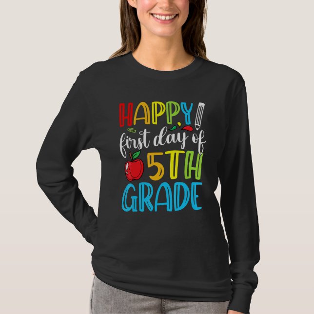 Happy First Day Of 5th Grade Cute Back To School T-Shirt (Vorderseite)