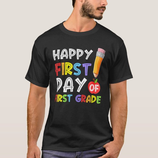 Happy First Day of First Grade Pencil Apfel Back T T-Shirt (Vorderseite)