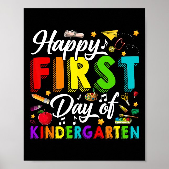 Happy First Day Of Kindergarten Back To School Boy Poster (Vorne)