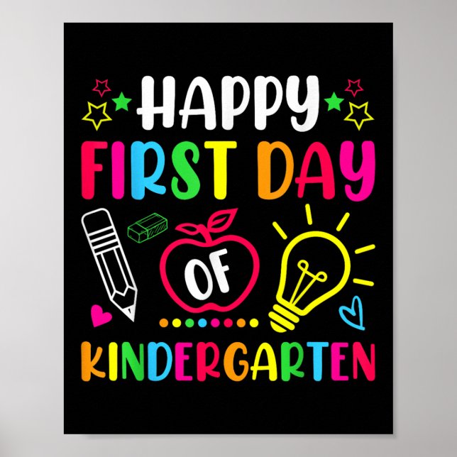 Happy First Day Of Kindergarten Teacher Kids Back Poster (Vorne)