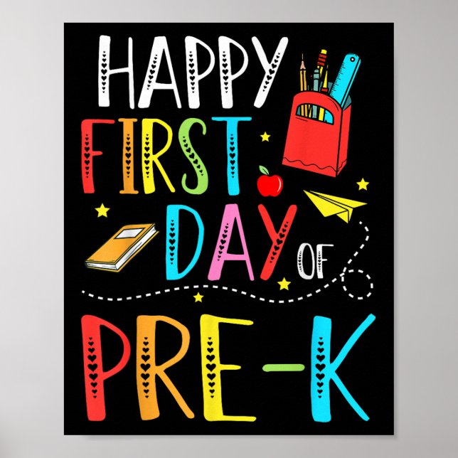 Happy First Day Of Pre-k Teacher Student Kids Back Poster (Vorne)