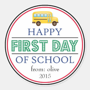 Happy First Day of School Bus Sticker (grün)