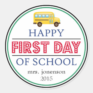 Happy First Day of School Bus Sticker (rot)