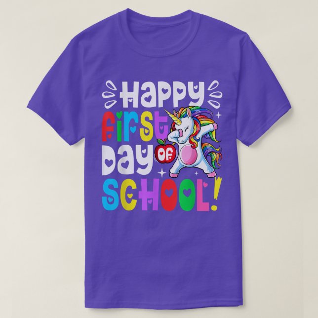 Happy First Day of School Dabbing Einhorn Frauen I T-Shirt (Design vorne)