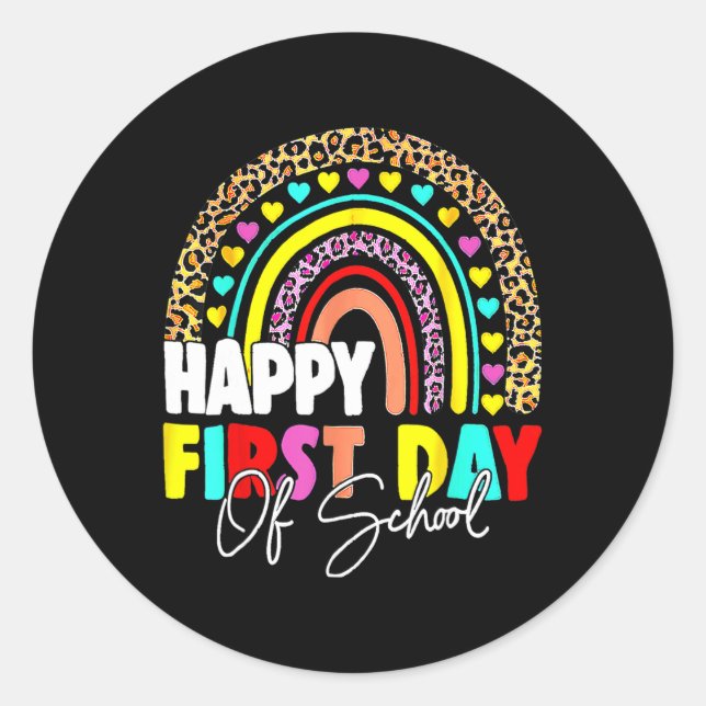 Happy First Day of School for T Runder Aufkleber (Vorderseite)