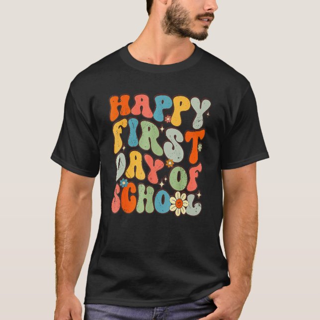 Happy First Day Of School Groovy Back To School Fl T-Shirt (Vorderseite)