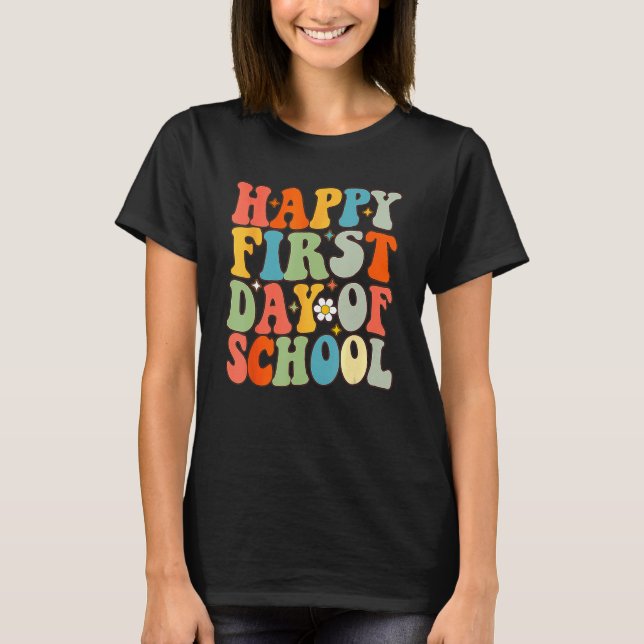 Happy First Day Of School Groovy Back To School Fl T-Shirt (Vorderseite)