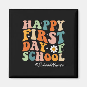 Happy First Day of School Nurse Groovy Retro zurüc Magnet