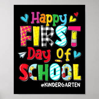 Happy First Day Of School Pencil Teacher Kids Back Poster