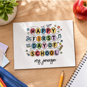 Happy First Day of School Personalisiert Name Feiertagspostkarte