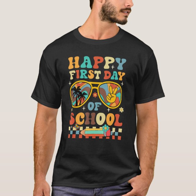 Happy First Day of School Teacher Kid Welcome Back T-Shirt (Vorderseite)