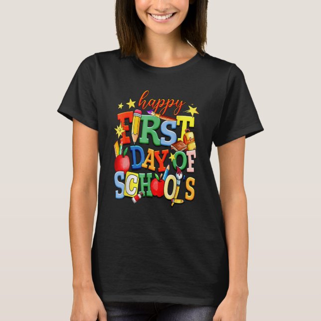 Happy First Day Of School Welcome Back To School K T-Shirt (Vorderseite)