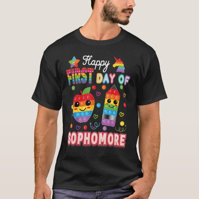 Happy First Day of Sophomore Fidget Toy Kid Back T T-Shirt (Vorderseite)