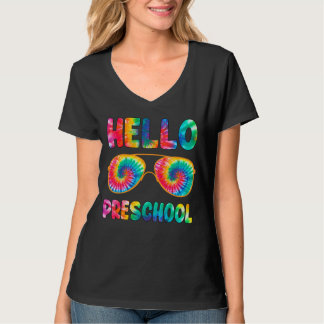 Happy First Day School Hallo Vorschule Gefärbte Kr T-Shirt
