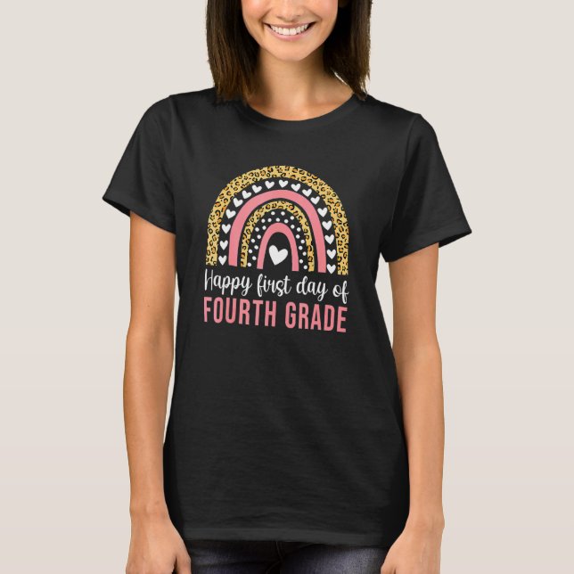 Happy First Day School Hello Fourth Grade Boho T-Shirt (Vorderseite)
