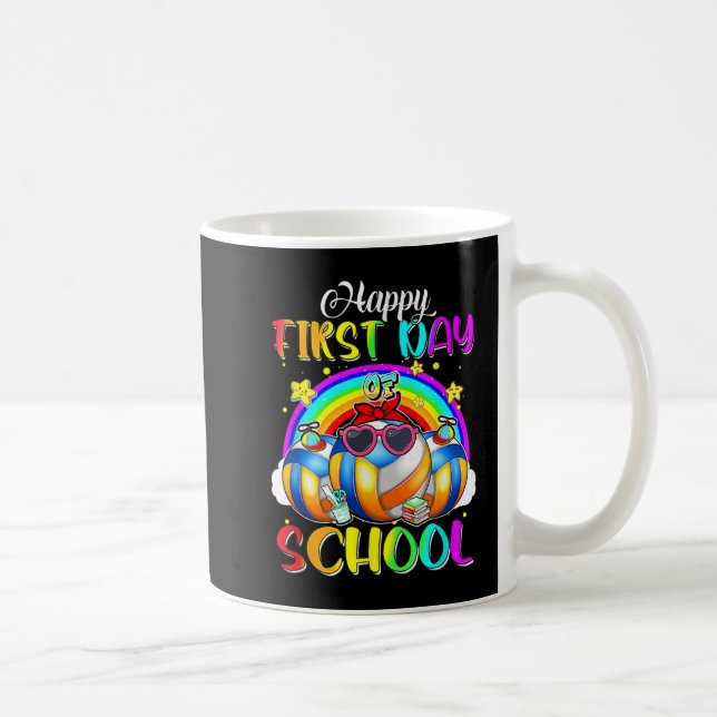 Happy First Day School Volleyball Rainbow Happy Kaffeetasse (Rechts)