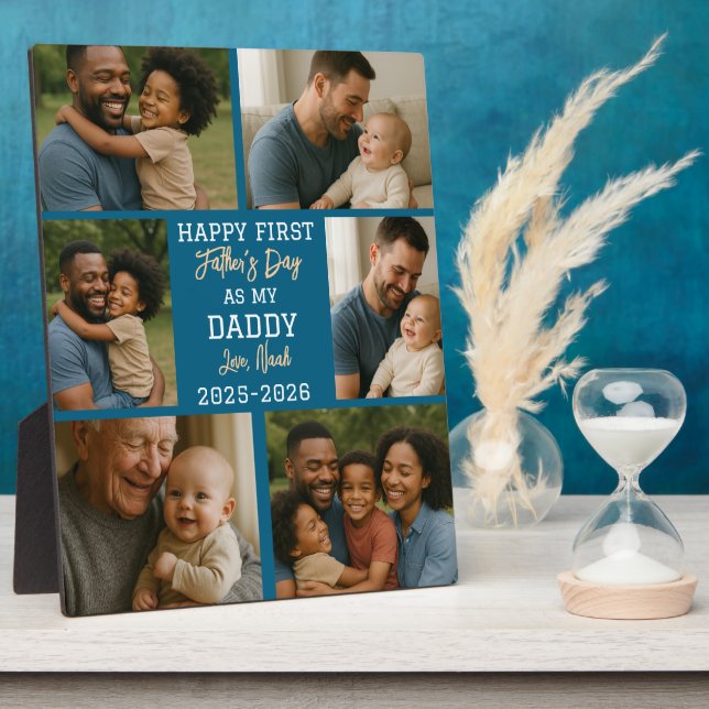 Happy First Father Day Photo Collage Fotoplatte (Seite)