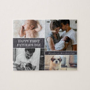 Happy First Father’s Day Photo Collage Family  Puzzle