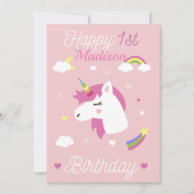 Happy First Geburtstag Einladung (Vorderseite)