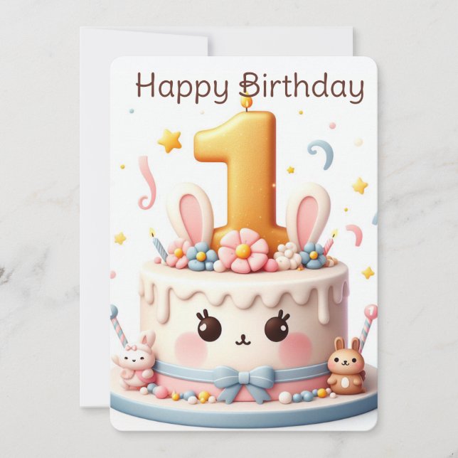 Happy First Geburtstag Feiertagskarte (Vorderseite)