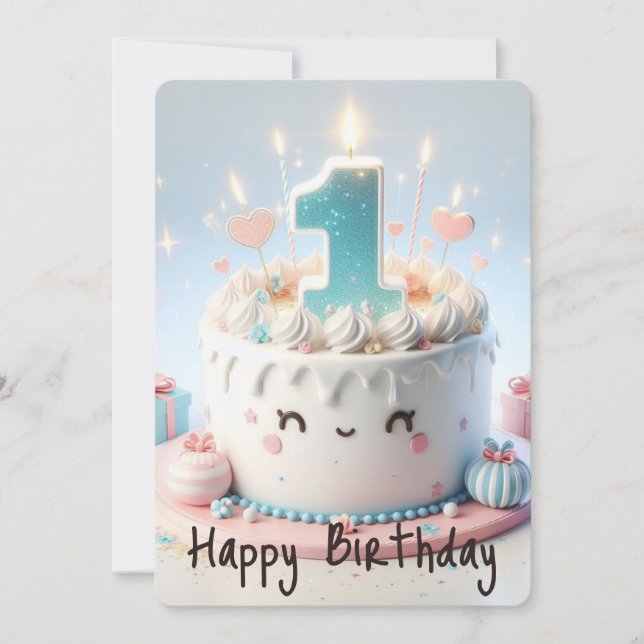 Happy First Geburtstag Feiertagskarte (Vorderseite)