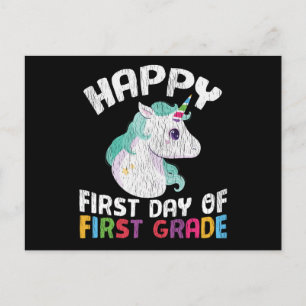 Happy First Grade School Lehrer Kinder Crew Unicor Postkarte