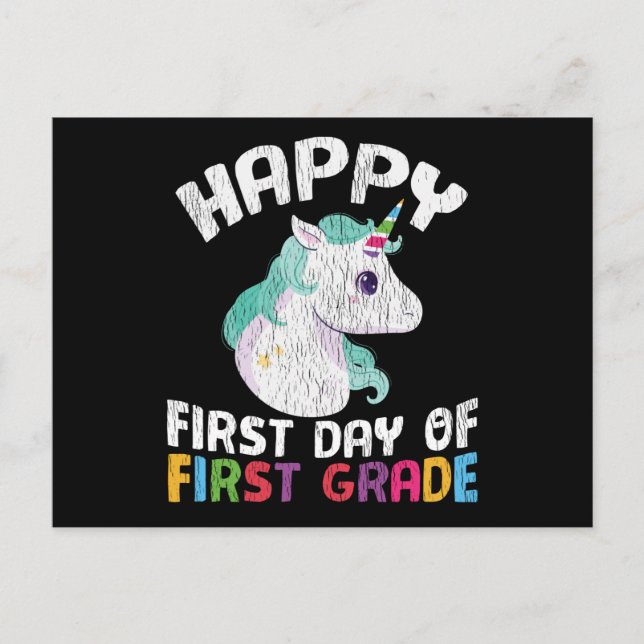 Happy First Grade School Lehrer Kinder Crew Unicor Postkarte (Vorderseite)