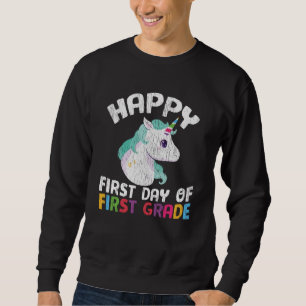Happy First Grade School Lehrer Kinder Crew Unicor Sweatshirt