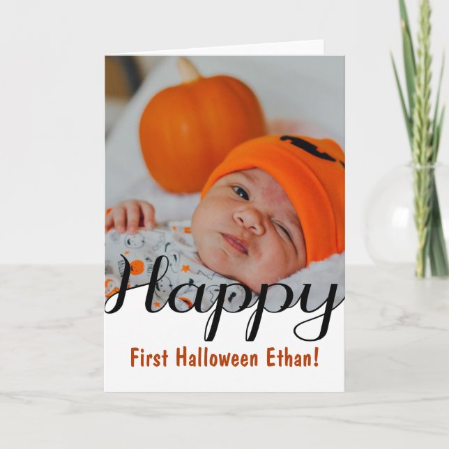 Happy First Halloween Kinderfotokarte Karte (Vorderseite)