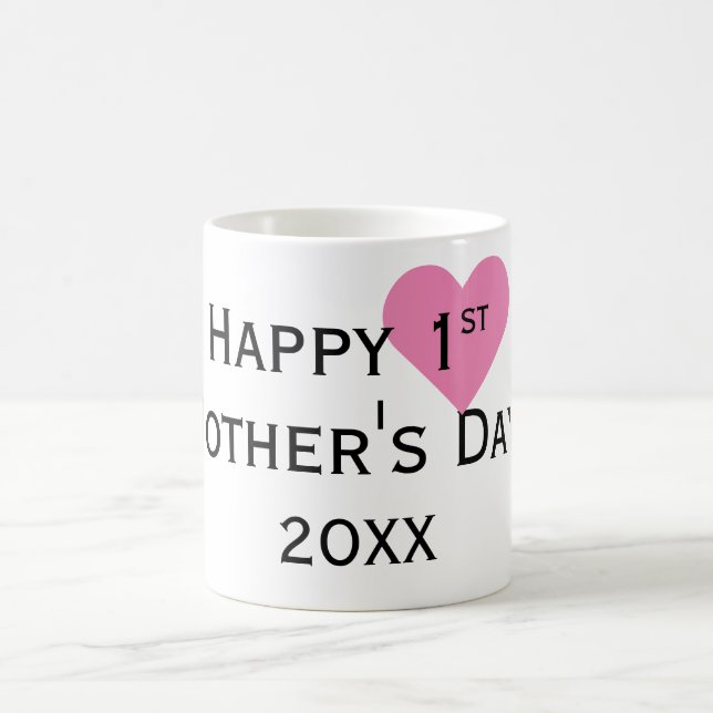 Happy First Mother Day Black & Pink Tasse (Mittel)