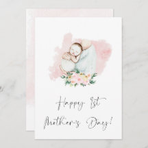 Happy First Mother Day Floral Pink Ferienkarte
