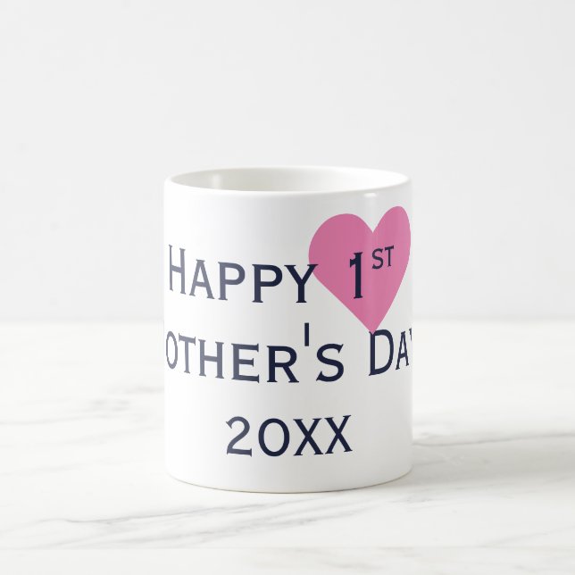 Happy First Mother Day Navy & Bright Pink Tasse (Mittel)