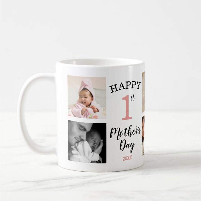Happy First Mother's Day 8 Foto Collage Kaffeetasse (Links)