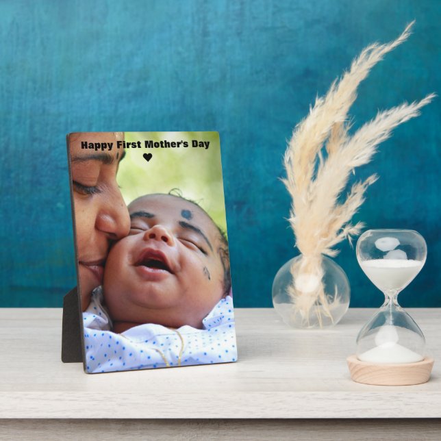 Happy First Mother's Day Custom Mama & Baby Foto Fotoplatte (Seite)