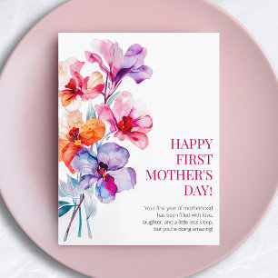 Happy First Mother's Day Elegante Blume Feiertagspostkarte