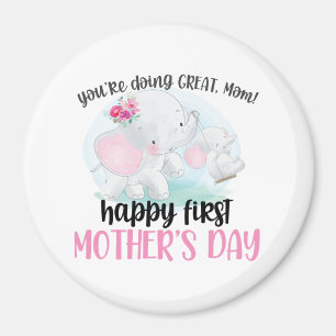 Happy First Mother's Day Elephant Magnet