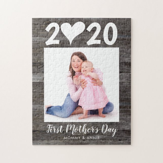 Happy First Mother's Day Foto Wood Keepake Herz Puzzle (Vertikal)