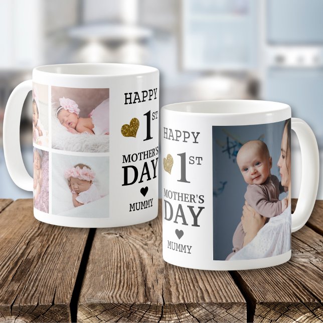 Happy First Mother's Day Mummy 5 Photo Collage  Kaffeetasse (Von Creator hochgeladen)