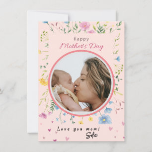Happy First Mothers Day Niedlich Moderne Blume Fot Feiertagskarte