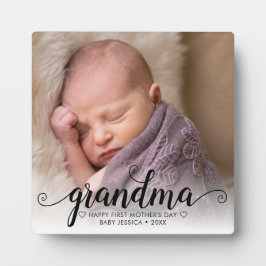 Happy First Mother's Day Oma Chic Script Foto Fotoplatte