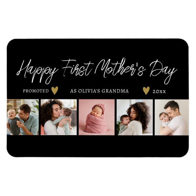 Happy First Mthers Day als Oma 5 FotoCollage Magnet (Horizontal)