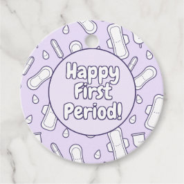 Happy First Period Party Lila Niedlich Tampon Pad Geschenkanhänger