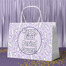 Happy First Period Party Lila Niedlich Tampon Pad Große Geschenktüte