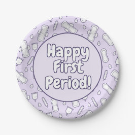 Happy First Period Party Lila Niedlich Tampon Pad Pappteller