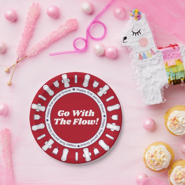 Happy First Period Party Red Pad Border Name Pappteller (Party)