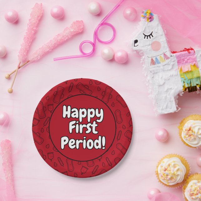 Happy First Period Party Red Tampon Pad Muster Pappteller (Party)