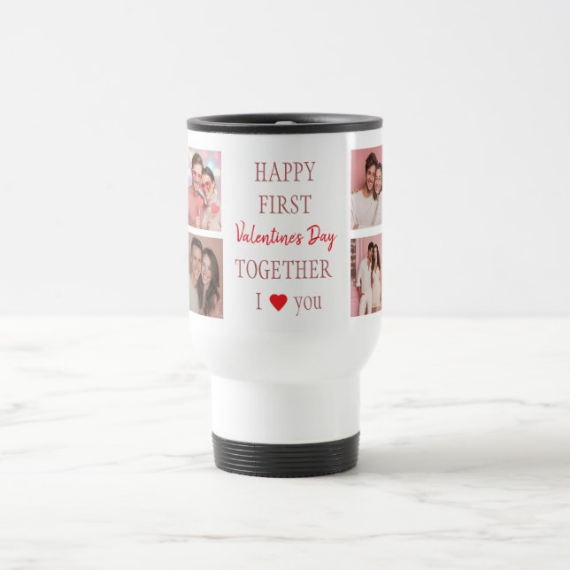 Happy First Valentine's Day Custom Travel Mug  Reisebecher (Mittel)