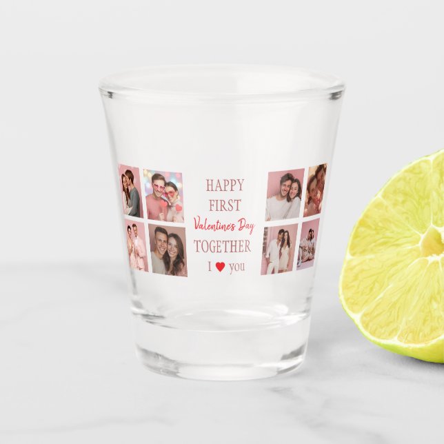 Happy First Valentine's Day Shot Glass Schnapsglas (Vorderseite)