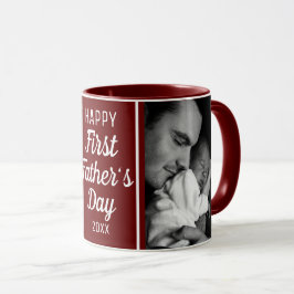 Happy First Vatertag 2 Foto Maroon Tasse